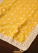 Thread Embroidered Silk Wedding Yellow Dupatta